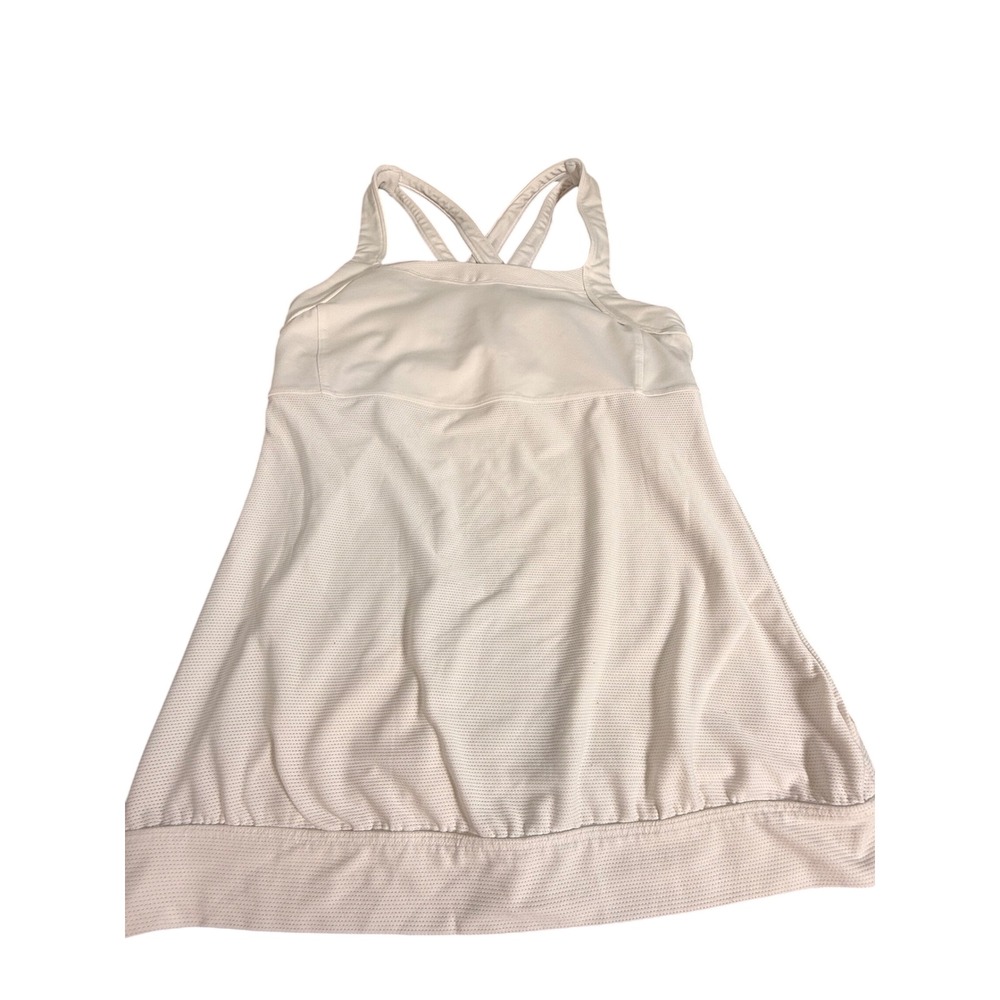 Athleta Womens White Strappy Back Built-in Bra Active Tank Top Size M